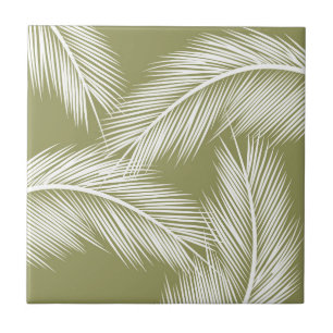 Carreau Feuilles de palmier blanc sur arrière - plan de co
