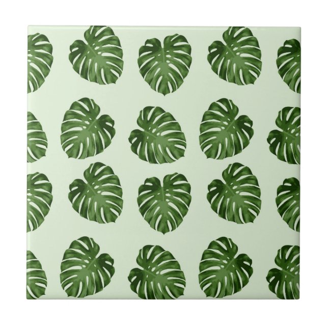 Carreau Feuilles de palmiers, Feuilles verts, Motif tropic (Devant)