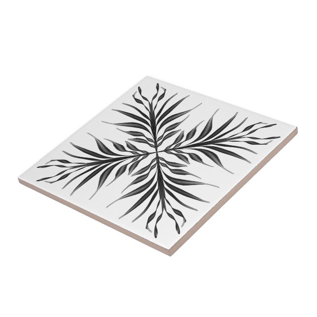 Carreau Feuilles de plumes texturées translucides noires e (Côté)