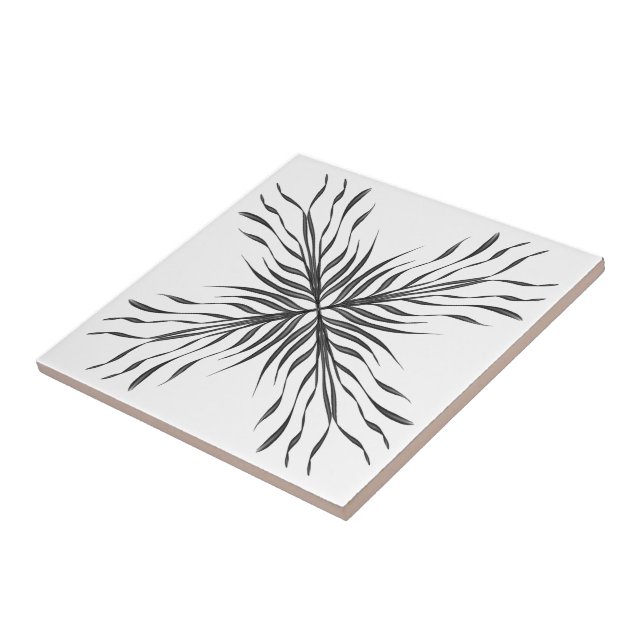 Carreau Feuilles de plumes texturées translucides noires e (Côté)