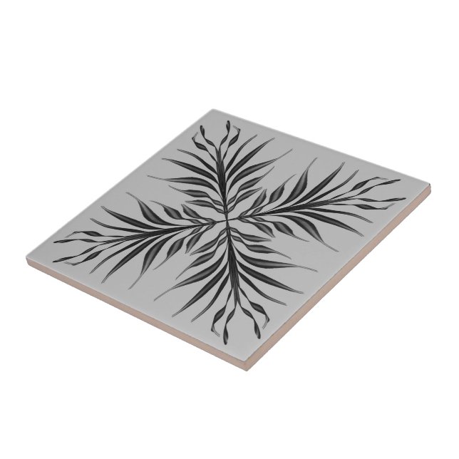 Carreau Feuilles de plumes texturées translucides noires e (Côté)