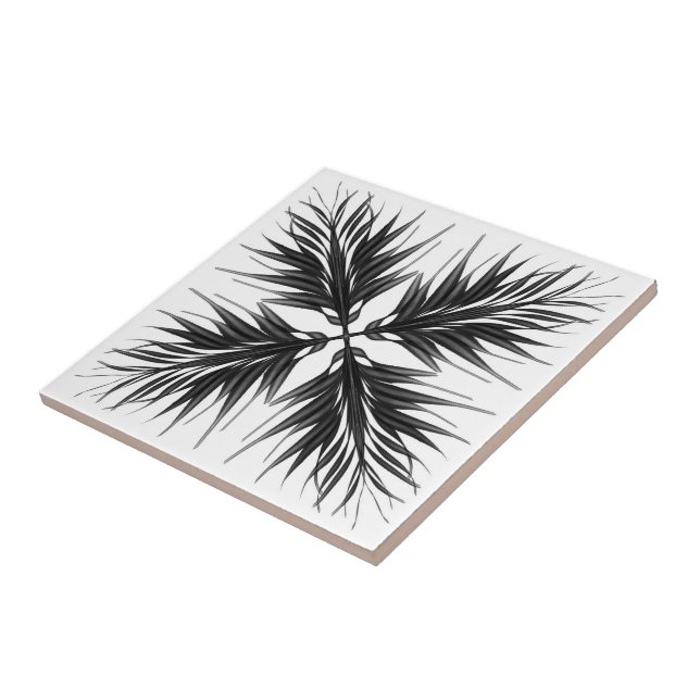 Carreau Feuilles de plumes texturées translucides noires e (Côté)