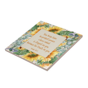 Carreau Feuilles de tournesol Verset de la Bible Gardez un