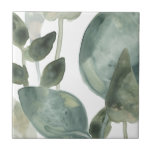 Carreau Feuilles d'eau - Aquarelle<br><div class="desc">Feuilles d'eau II par Juin Erica Vess. Feuillage vert aquarelle contre un arrière - plan blanc.</div>