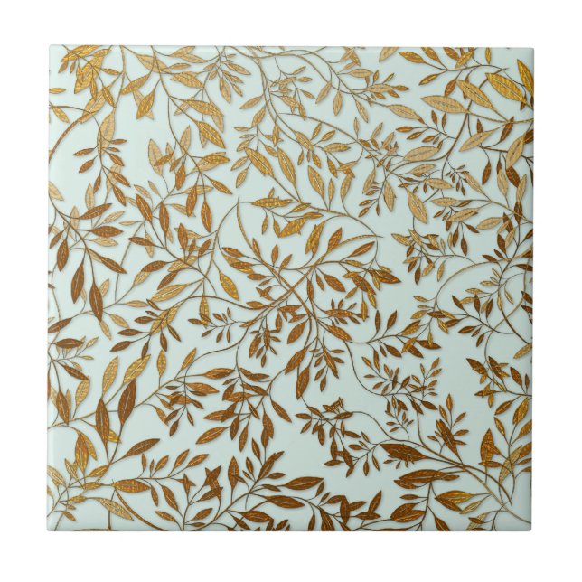 Carreau Feuilles d'or 50e anniversaire Mariage (Devant)