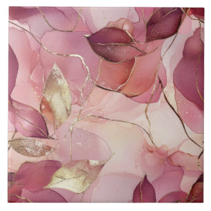 Carreau Feuilles d'or rose