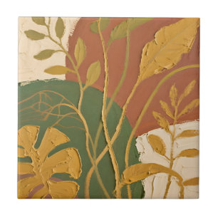 Carreau Feuilles Dorées Abstraites