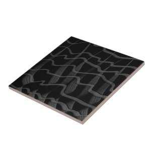 Carreau Feuilles Florales Abstrait Grises Et Noires