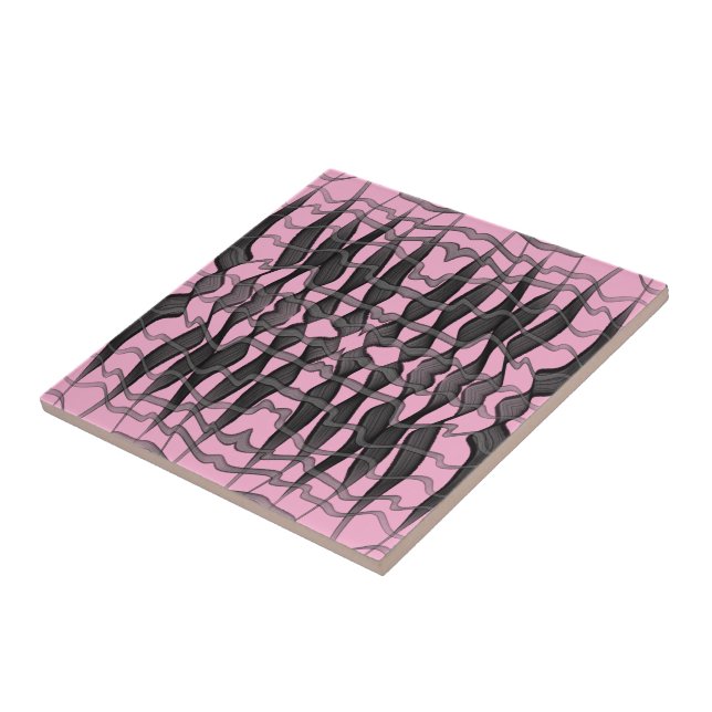 Carreau Feuilles floraux Abstraits noirs et gris (Côté)