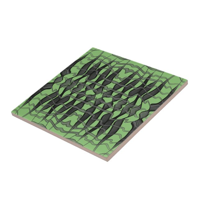 Carreau Feuilles floraux Abstraits noirs et gris (Côté)