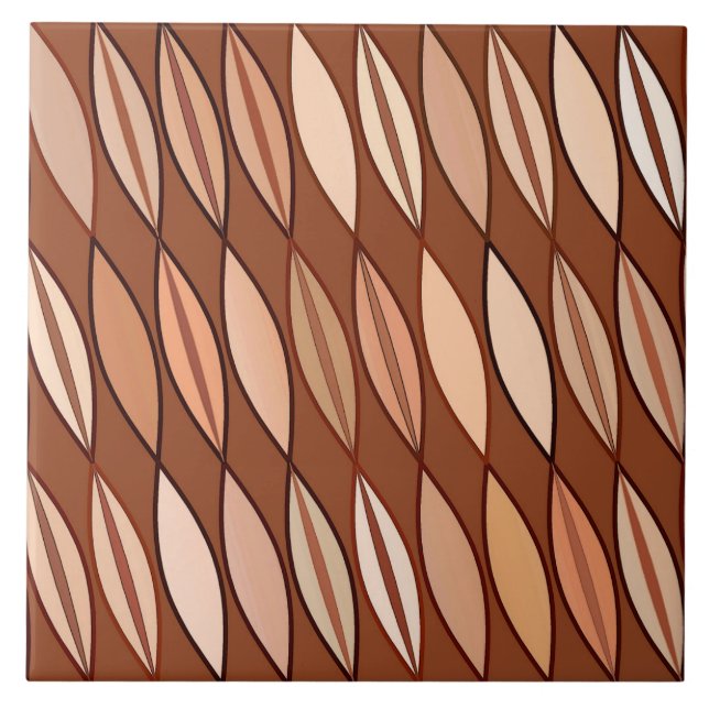 Carreau Feuilles modernes du milieu du siècle, cacao Brown (Devant)
