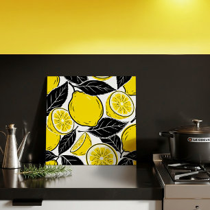 Carreau Feuilles noires et citron gras modernes sans coutu