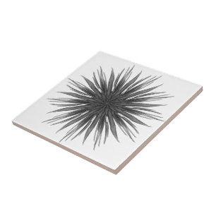 Carreau Feuilles plumeuses circulaires noires et grises en