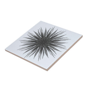 Carreau Feuilles plumeuses circulaires noires et grises en