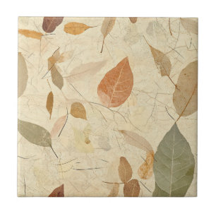 Carreau Feuilles pressées de l'Herbier Vintage Brun Or Oli