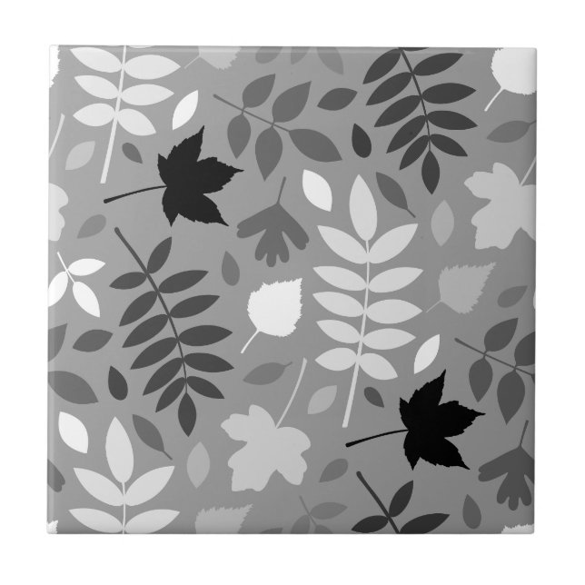 Carreau Feuilles tombés Lg Motif Monochrome sur Grey (Devant)