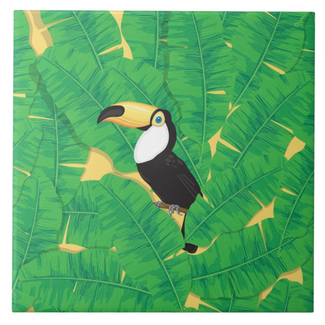 Carreau Feuilles toucans et bananes (Devant)