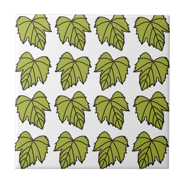 Carreau Feuilles Vertes de Vigne de Raisin (Devant)