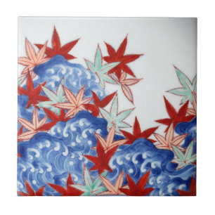 Carreau Feuilles vintages d'érable dans les vagues