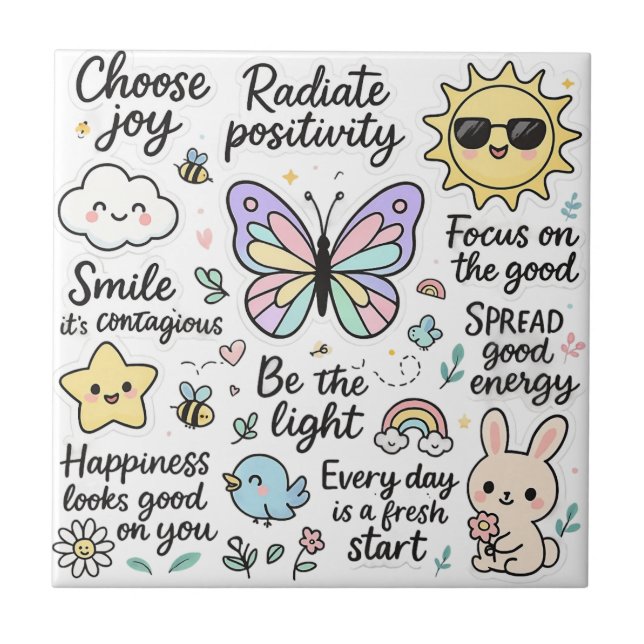 Carreau Feuillet d'autocollants Kawaii-Boho (Devant)