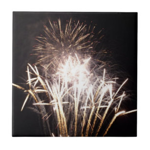 Carreau Feux d'artifice blancs et or I Célébration patriot