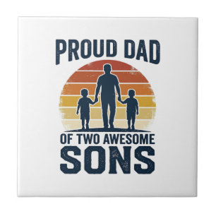 Carreau Fier papa de deux fils géniaux design de t-shirt v
