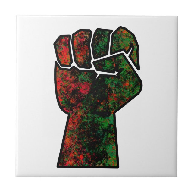 Carreau fierté noire drapeau rouge vert poing panafricain  (Devant)