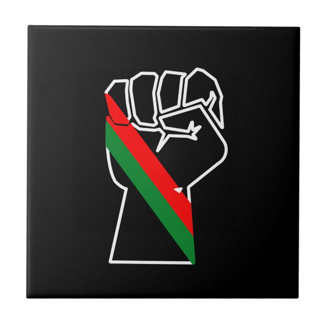 Carreau fierté noire drapeau rouge vert poing panafricain  (Devant)