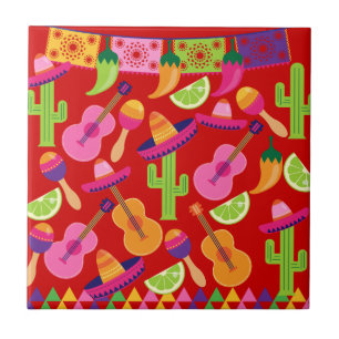 Carreau Fiesta Party Sombrero Limes Guitare Maraca Saguaro