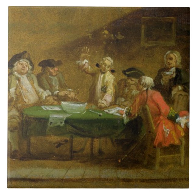 Carreau Figures dans une taverne ou un café, 1720s (huile (Devant)