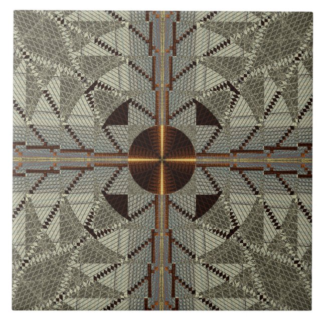 Carreau Filigree argenté avec Croix d'or (Devant)