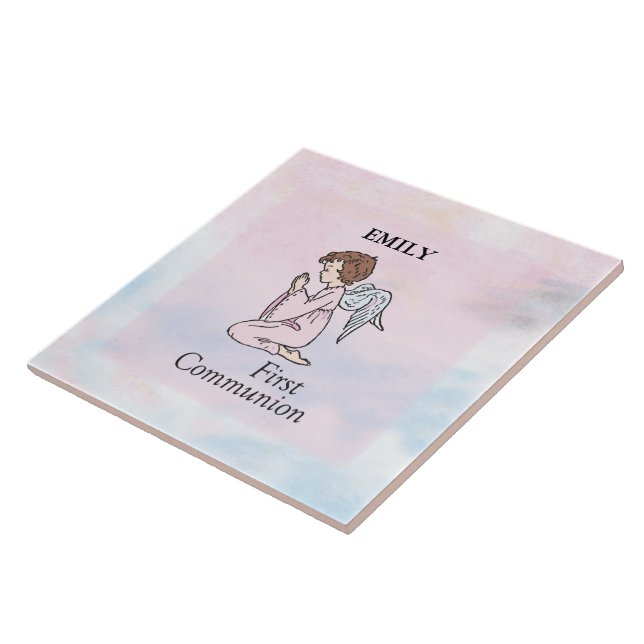 Carreau Fille, ange de première communion (Côté)