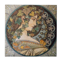 Fille aux Cheveux de Lierre Peinture d'Alphonse Mu