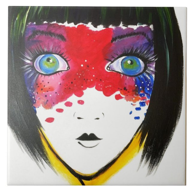 Carreau Fille aux yeux bleus Carrelage en céramique (Devant)