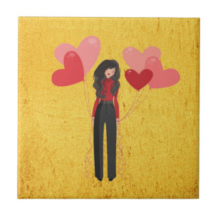 Carreau Fille avec ballons géant