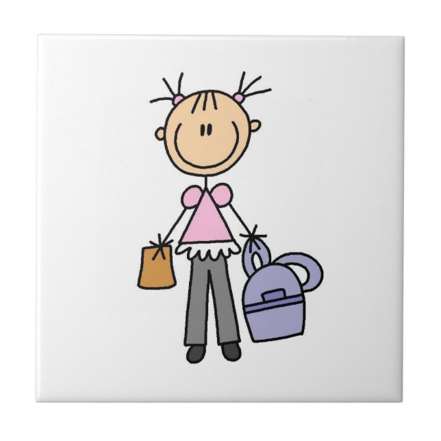 Carreau Fille avec cartable (Devant)