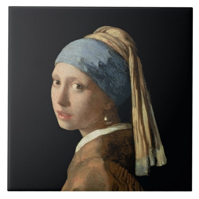 Carreau Fille avec une boucle d'oreille de perle, c.1665-6 (Devant)