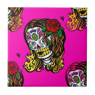 Carreau fille crâne de sucre
