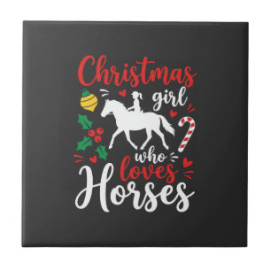 Carreau Fille de Noël qui aime les chevaux