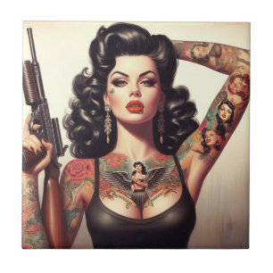 Carreau Fille de tatouage de la vieille école