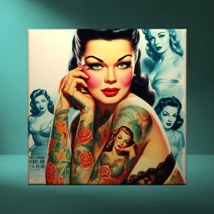 Carreau Fille de tatouage Old School