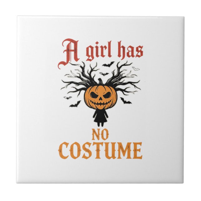 Carreau Fille d'Halloween n'a pas de citrouille de déguise (Devant)