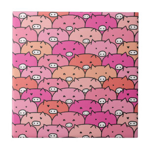 Carreau Fille drôle Motif de porc