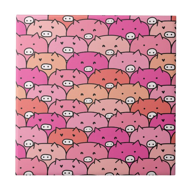 Carreau Fille drôle Motif de porc (Devant)