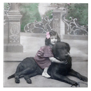 Carreau Fille et son chien
