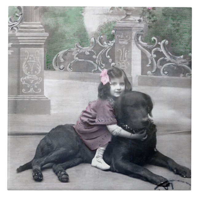 Carreau Fille et son chien (Devant)