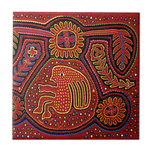 Carreau Fille indienne Kuna sur un vélo (Devant)