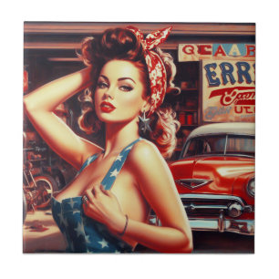 Carreau Fille mécanique rétro