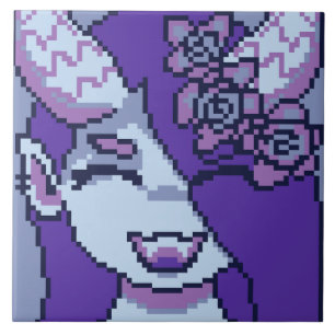 Carreau Fille monstre sourire violet