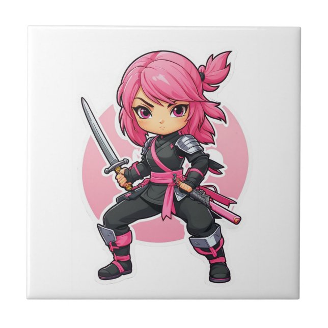 Carreau Fille Ninja rose (Devant)